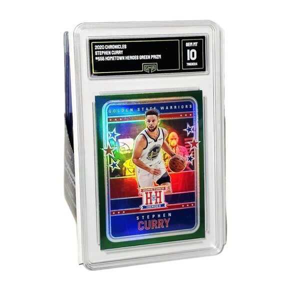 Steph Curry Panini Chronicles GEM MINT 10 Hometown Heroes Green Prizm #555 2021 - Picture 2 of 5